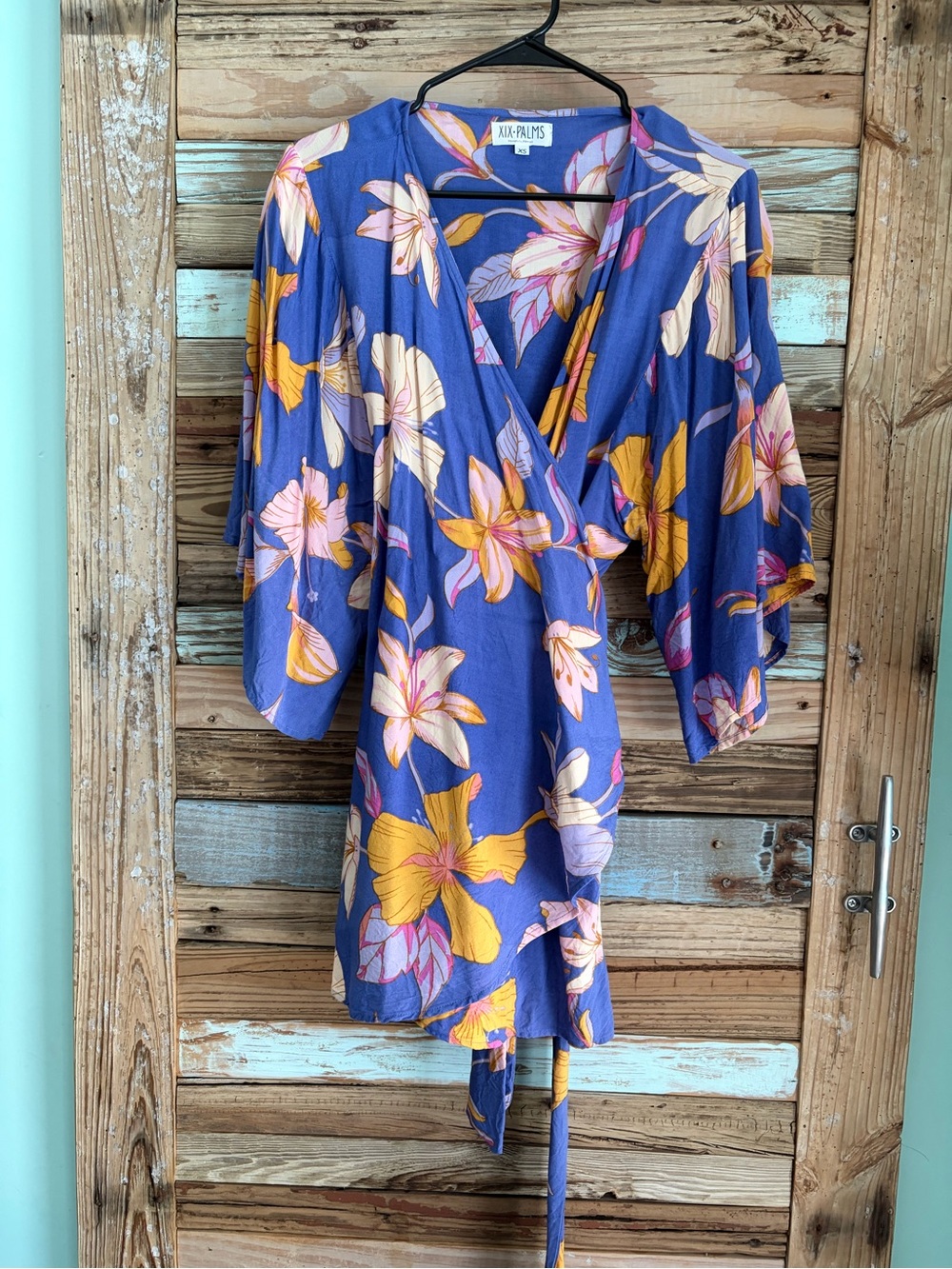 XIX Palms Honolulu Kimono Mini wrap Dress Floral XS